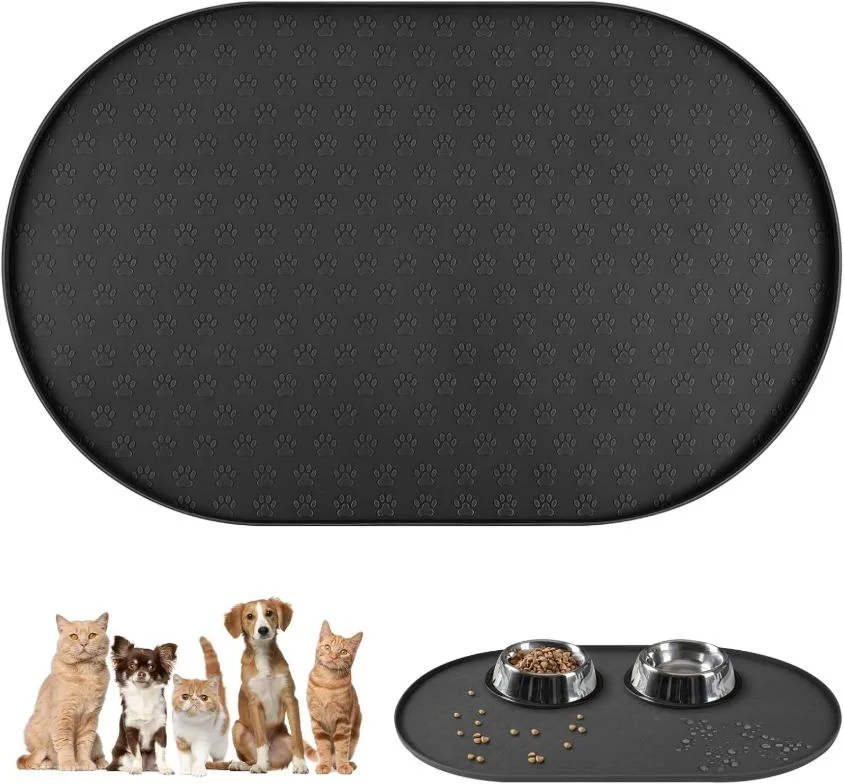 Adiwo Alfombras para Comederos Perros y Gatos, Tapete de Silicona, Impermeable Antideslizante, Alfombra Comedero Perro Gato, Alfombrillas de Silicona para Comida de Mascotas Libres de BPA