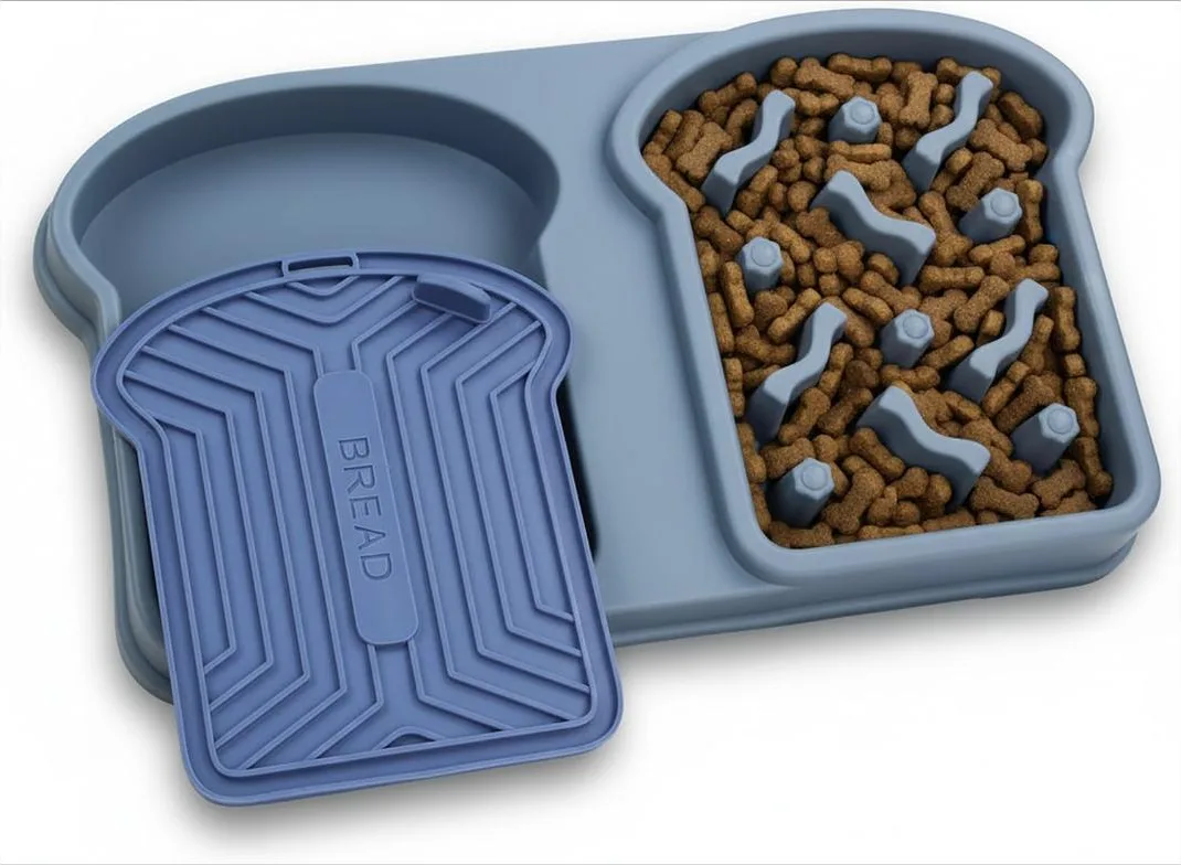 Comedero Antivoracidad para Perros, Doble Cuenco 2 en 1 (Pienso y Comida Húmeda), Comedero Lento Laberinto 3D con Alfombrilla de Lamido, Antideslizante, Fácil de Limpiar, 35x19 cm