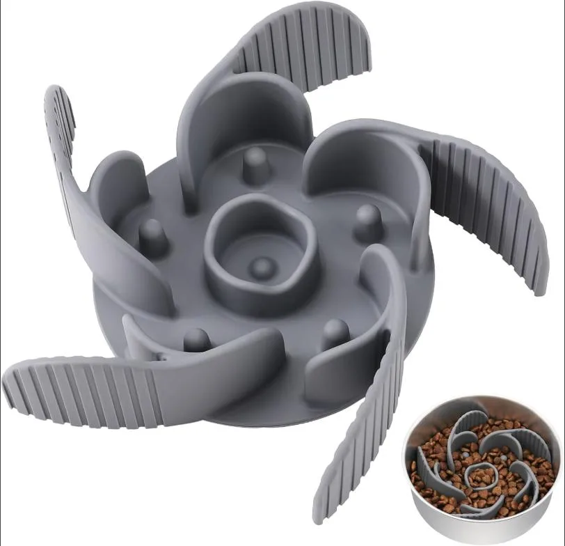 MateeyLife Comedero Perro Antivoracidad, Silicona Comedero Antivoracidad Perro, Comedero Lento Perro de Razas Medianas y Grandes, Plato Perro Antivoracidad de Fácil de Manejar, Gris