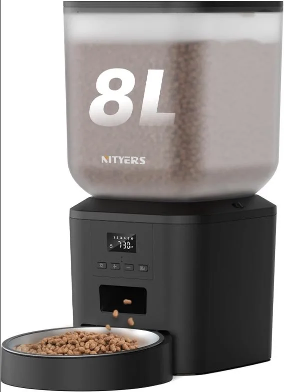 Comedero Gato Automático para Gatos y Perros, 8L De Gran Capacidad | Comedero Automático con Anti-atascos & Control de Programación, 1-6 Comidas, 1-50 Porciones, 10s Grabación, Mantiene Fresco