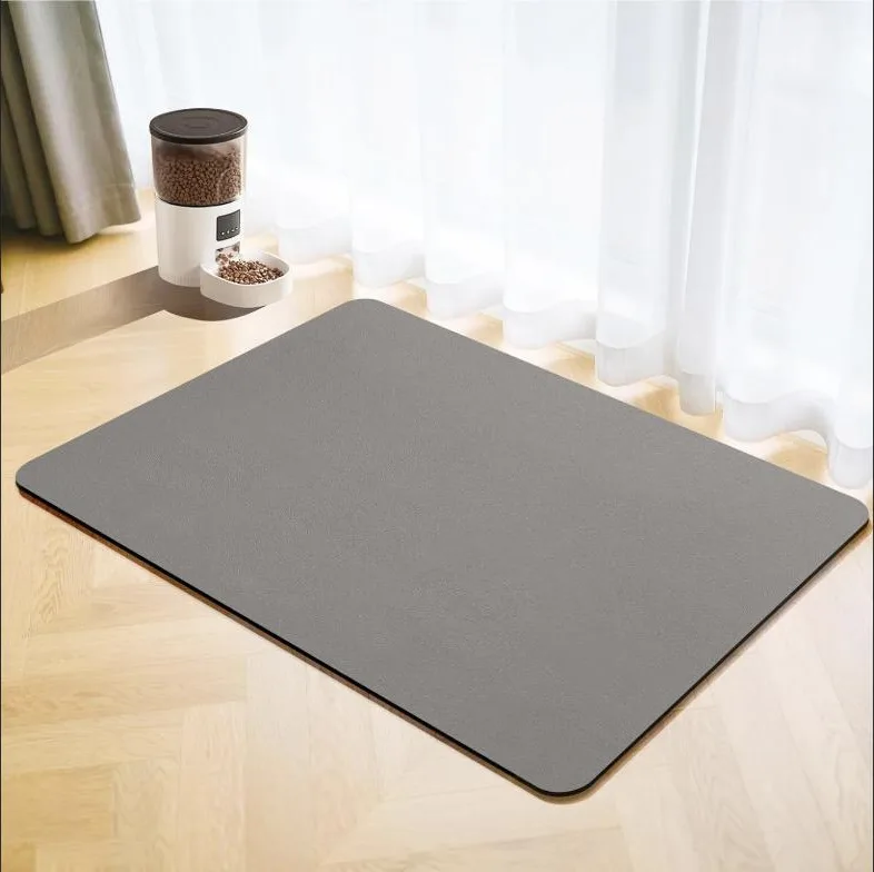 Tapete de alimentación para Mascotas, Super Absorbente Alfombrilla Comedero Perro, Alfombra Comedero Gato Antideslizante, Secado Rápido Alfombrilla para comedero de Perro (Gris, 30x50cm)