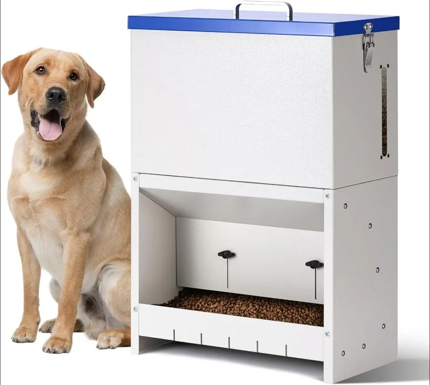 Dispensador automático de Comida para Perros 10 kg Alimentación automática para Dispensador de Comida para Perros al Aire Libre de Gran Raza Alimentación de Gravedad galvanizada